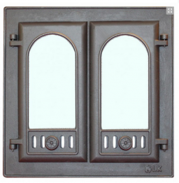 Дверка каминная LK 301 двухстворчатая со стеклом, Литком