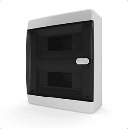 Пластиковый распределительный щит на 18 модулей с прозрачной чёрной дверцей