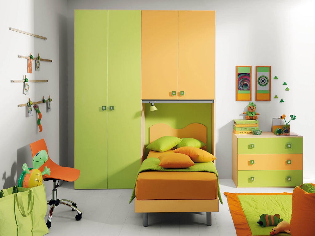 Детская комната с использованием зеленого цвета